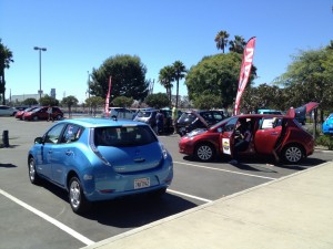 Nissan Leaf's Ready for a Test Drive at Last Year's Event