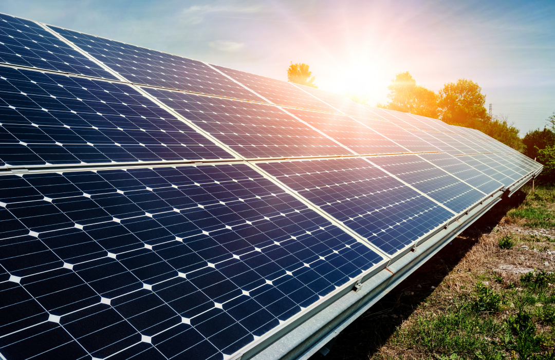 solar panels on the grass